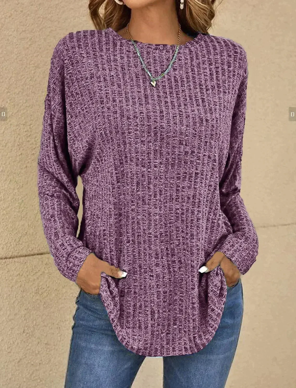 Veronica Cotton Ribbed Pullover Top | Relaxed Fit Curved Hem Top