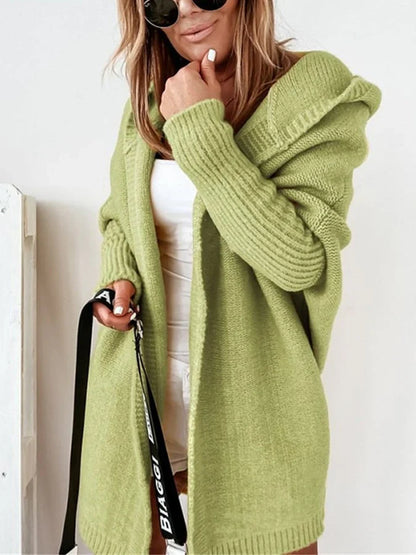 Isabella Wool Hooded Cardigan | Loose Fit Open Front Cardigan