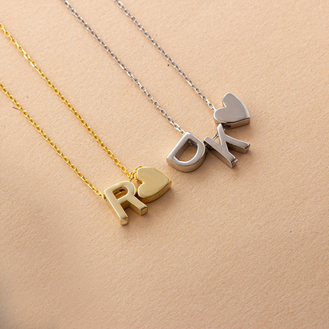 Heart Initial Necklace - Personalised Letter Heart