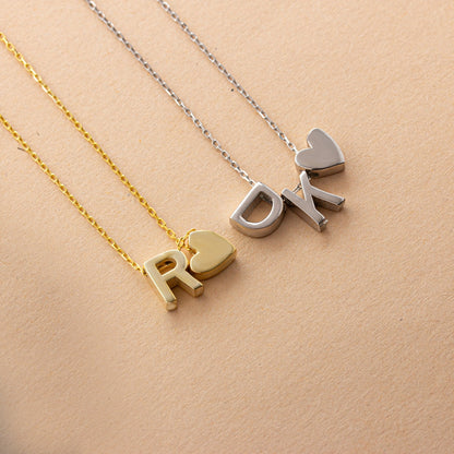 Heart Initial Necklace - Personalised Letter Heart