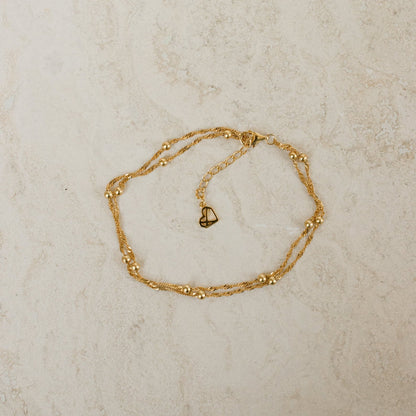 Ripple bead double chain - layered bracelet