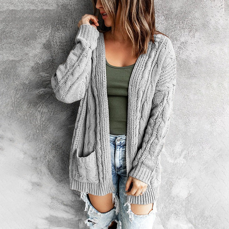 Olivia Wool Cable Knit Cardigan | Relaxed Fit Mid-Thigh Cardigan