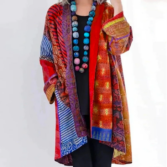 Isabella Cotton Oversized Cardigan | Patchwork Quilted Cardigan