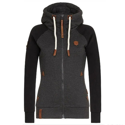 Isabella Leather Zip-Up Hoodie | Fitted Hooded Casual Hoodie