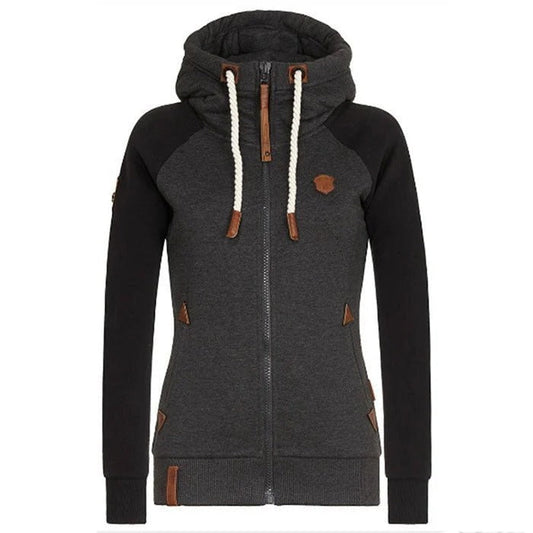 Isabella Leather Zip-Up Hoodie | Fitted Hooded Casual Hoodie