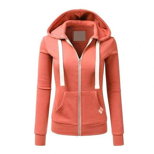 Isabella Fleece Slim Fit Zip-Up Hoodie | Hooded Kangaroo Pocket Hoodie