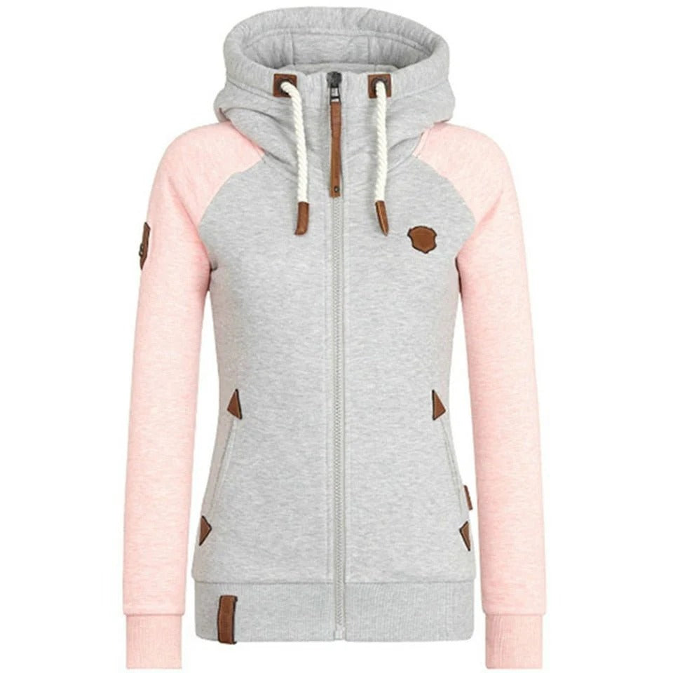 Isabella Leather Zip-Up Hoodie | Fitted Hooded Casual Hoodie