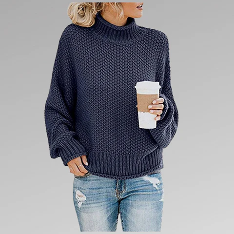 Bianca Wool Turtleneck Sweater | Oversized Chunky Knit Sweater