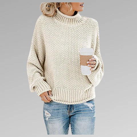 Bianca Wool Turtleneck Sweater | Oversized Chunky Knit Sweater