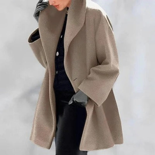 Isabella Wool Oversized Coat | Shawl Collar Mid-Length Coat