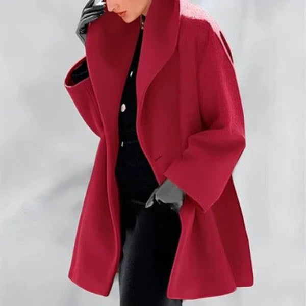 Isabella Wool Oversized Coat | Shawl Collar Mid-Length Coat