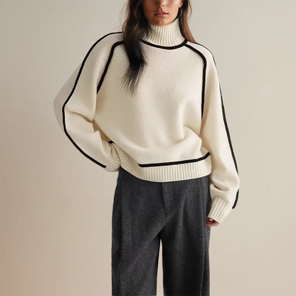 Isabella Wool Turtleneck Sweater | Oversized Ribbed Sweater
