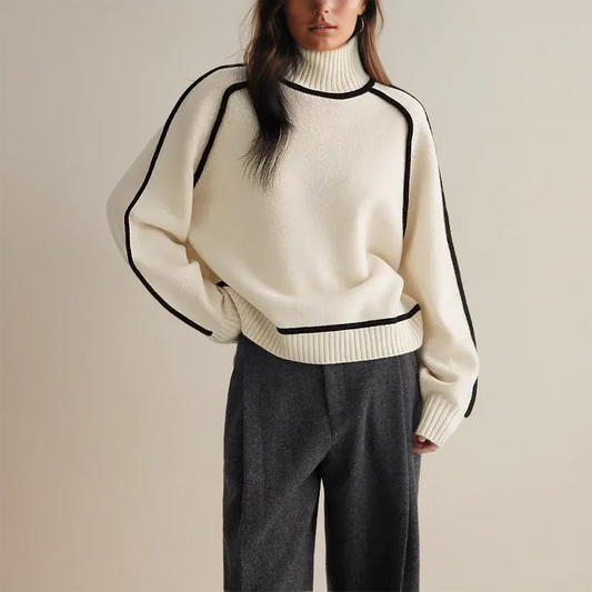 Isabella Wool Turtleneck Sweater | Oversized Ribbed Sweater