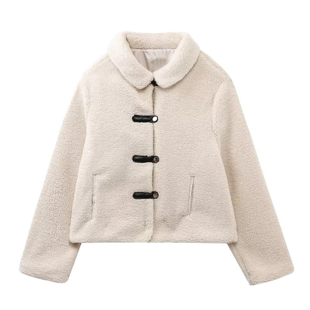 Isla Fleece Cropped Jacket | Collared Long Sleeve Jacket