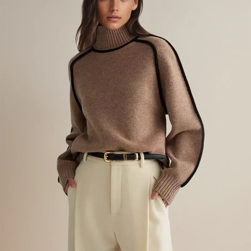 Isabella Wool Turtleneck Sweater | Oversized Ribbed Sweater