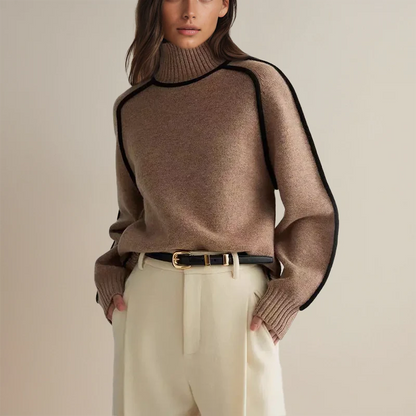 Isabella Wool Turtleneck Sweater | Oversized Ribbed Sweater