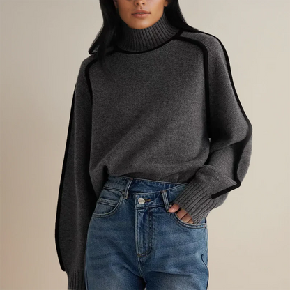 Isabella Wool Turtleneck Sweater | Oversized Ribbed Sweater