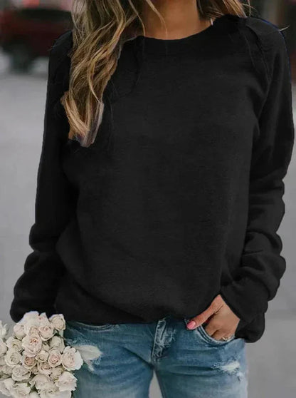 Scarlett Cotton Relaxed Fit Sweatshirt | Crewneck Long Sleeve Sweatshirt