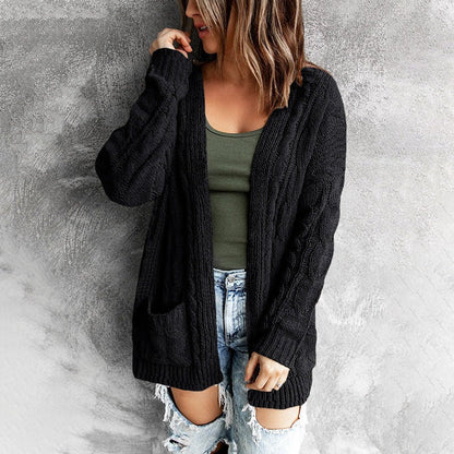 Olivia Wool Cable Knit Cardigan | Relaxed Fit Mid-Thigh Cardigan