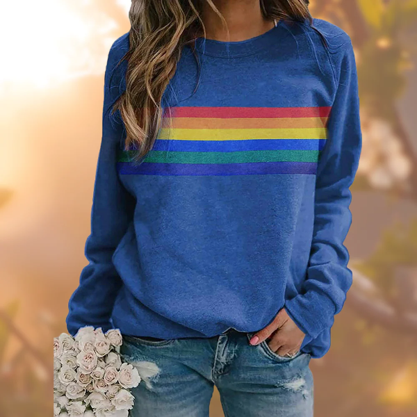 Isla Cotton Ribbed Sweatshirt | Relaxed Fit Striped Sweatshirt