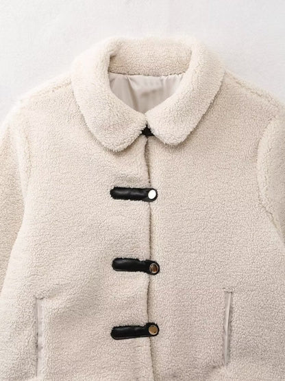 Isla Fleece Cropped Jacket | Collared Long Sleeve Jacket