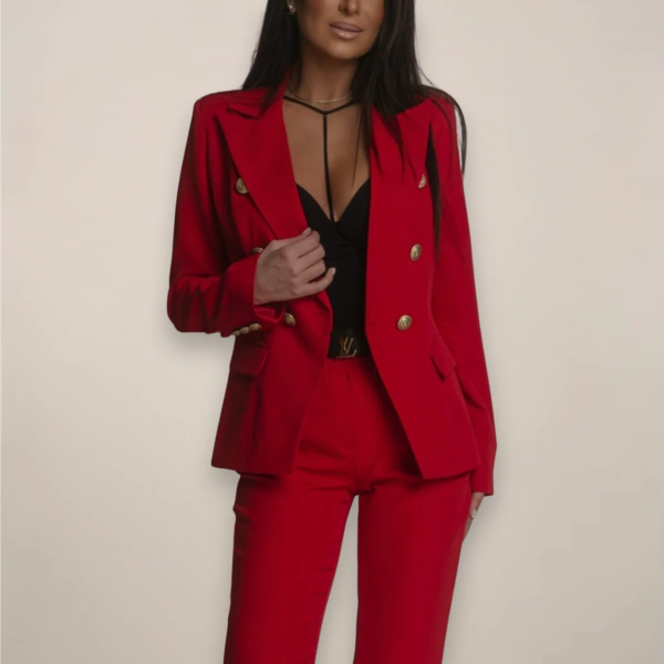 Grace Cotton Tailored Fit Double-Breasted Two-Piece Set | Formal Cotton Set