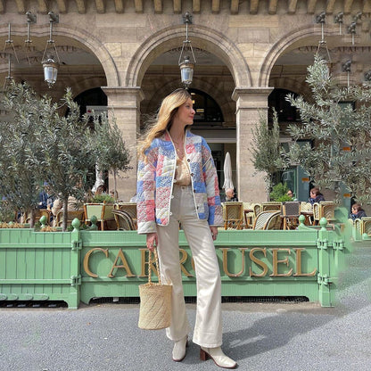 Isabella Cotton Quilted Jacket | Oversized Floral Button Jacket