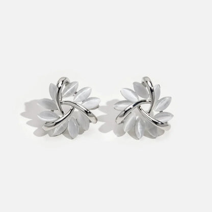 Elegant and Exquisite Opal Petal Circle Stud Earrings in Gold