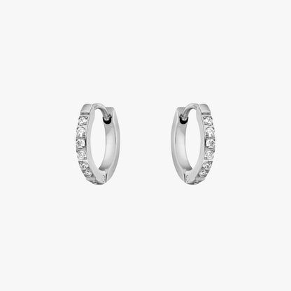 Silver diamond hoops