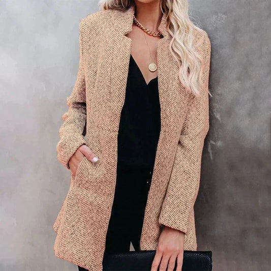 Florence Wool Open Front Coat | Tailored Fit Structured Shoulders Coat