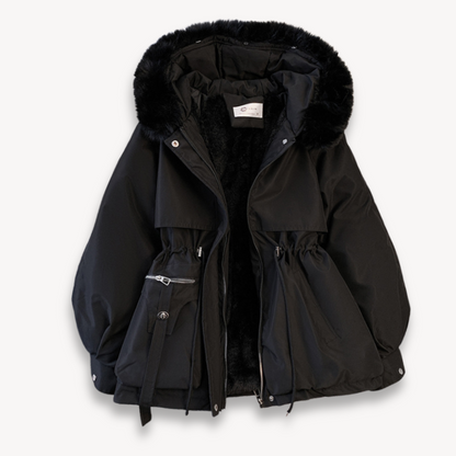 Isabella Parka Jacket | Faux Fur Trim Hip-Length Jacket